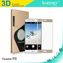 Protector de pantalla de cristal templado de cubierta completa curvada 3D de 0.2mm para HuaWei P9 Negro / Dorado / Blanco / Transparente